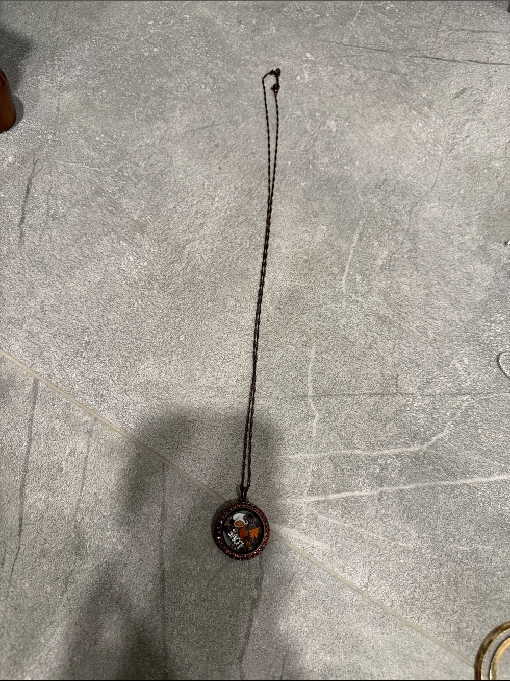 Origami Owl Brown Floral Locket Necklace